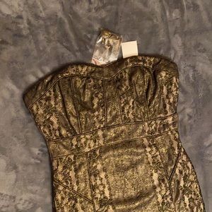 Gold & Black Lace Mini Dress